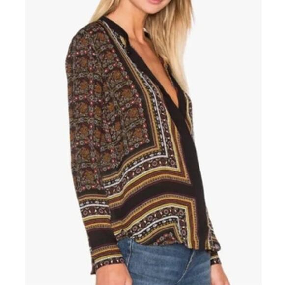 A.L.C. Franco 100% Silk in Brown Multi Button Front Top 8 - Picture 2 of 8